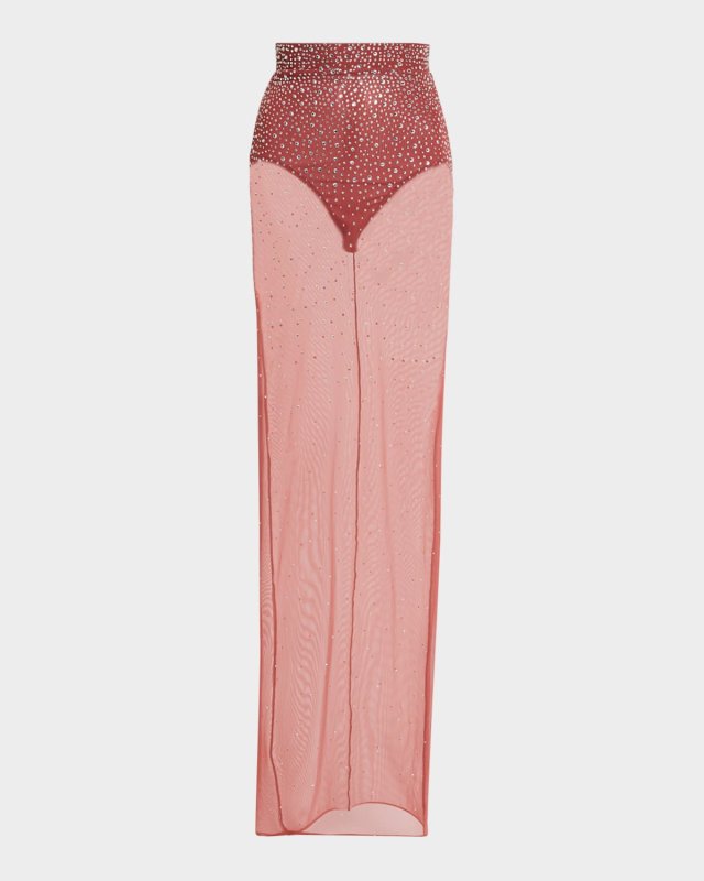 Column Maxi Skirt in Crystal Mesh